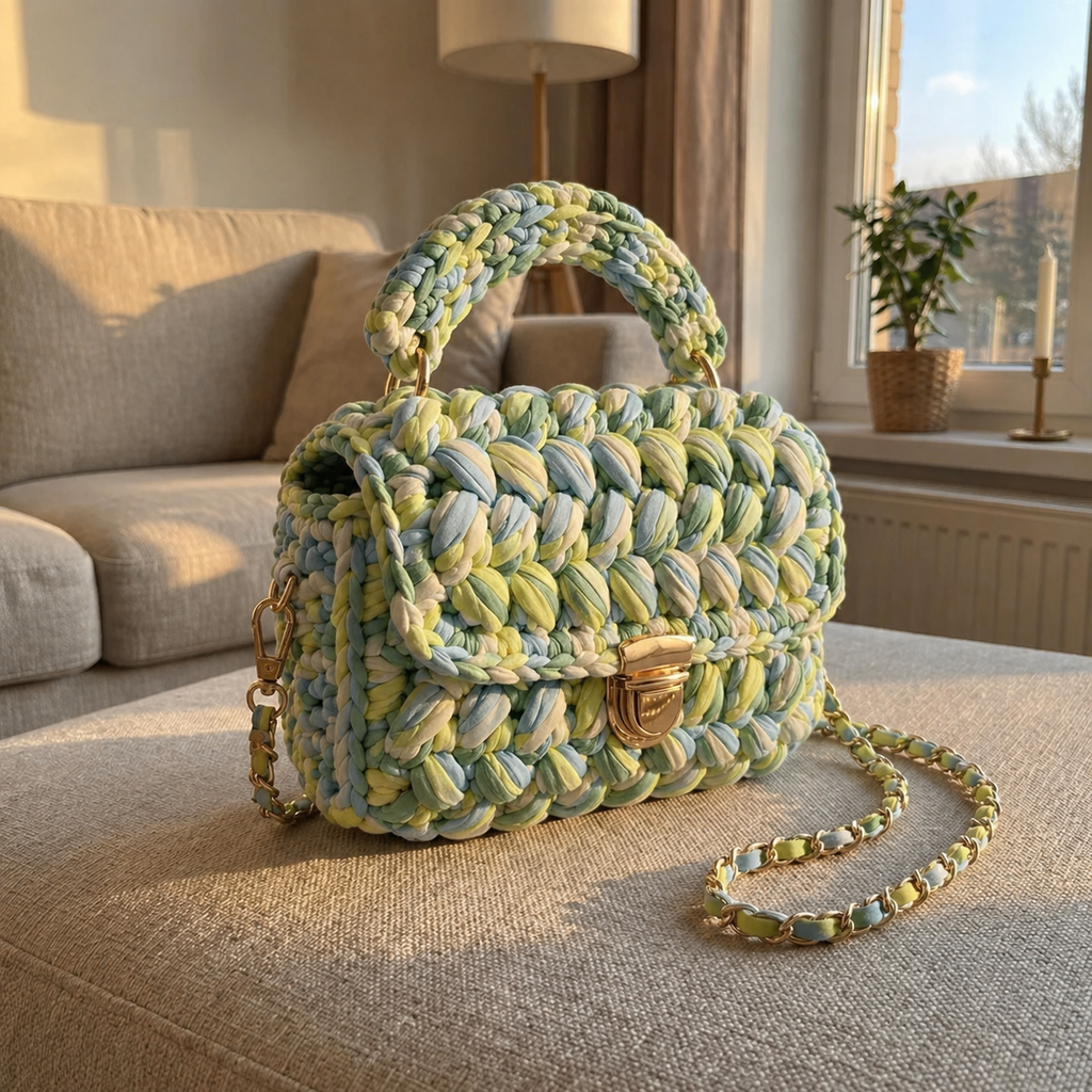 Handwoven Crochet Box Bag