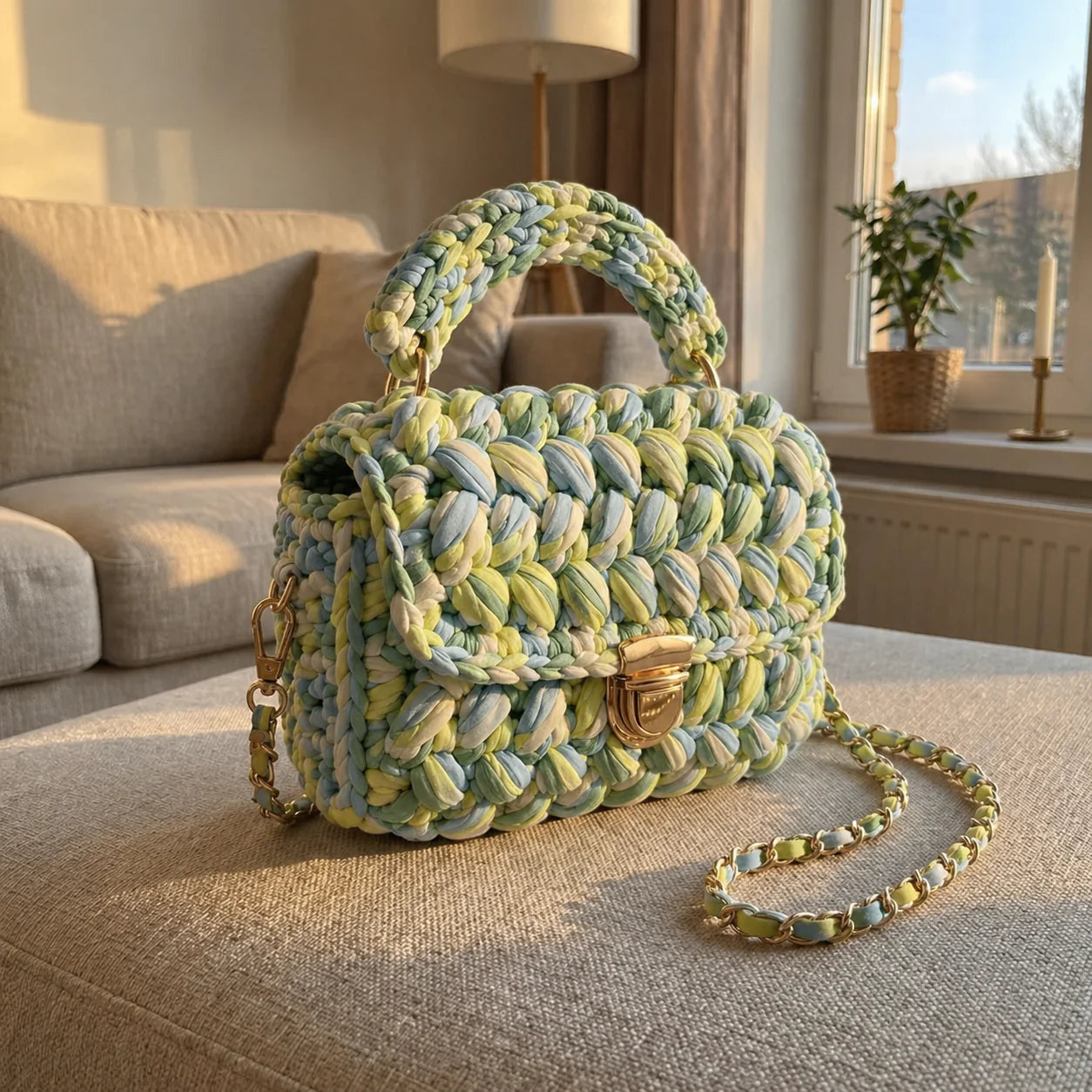 Handwoven Crochet Box Bag