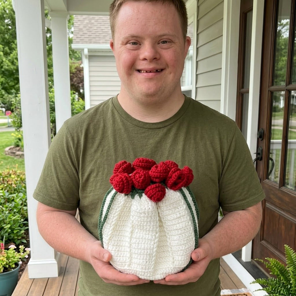 Handmade Woven Rose-flower Tote Bag