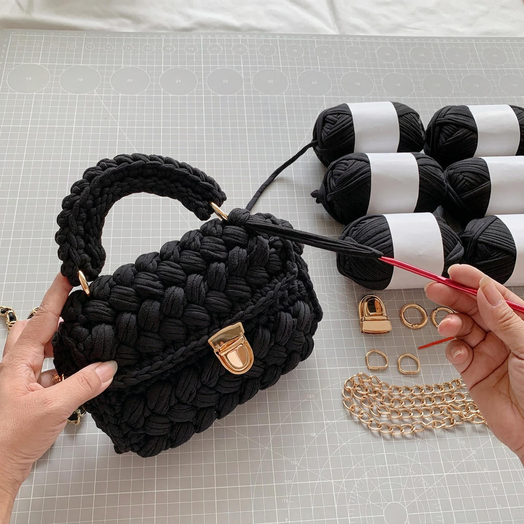 Handwoven Crochet Box Bag