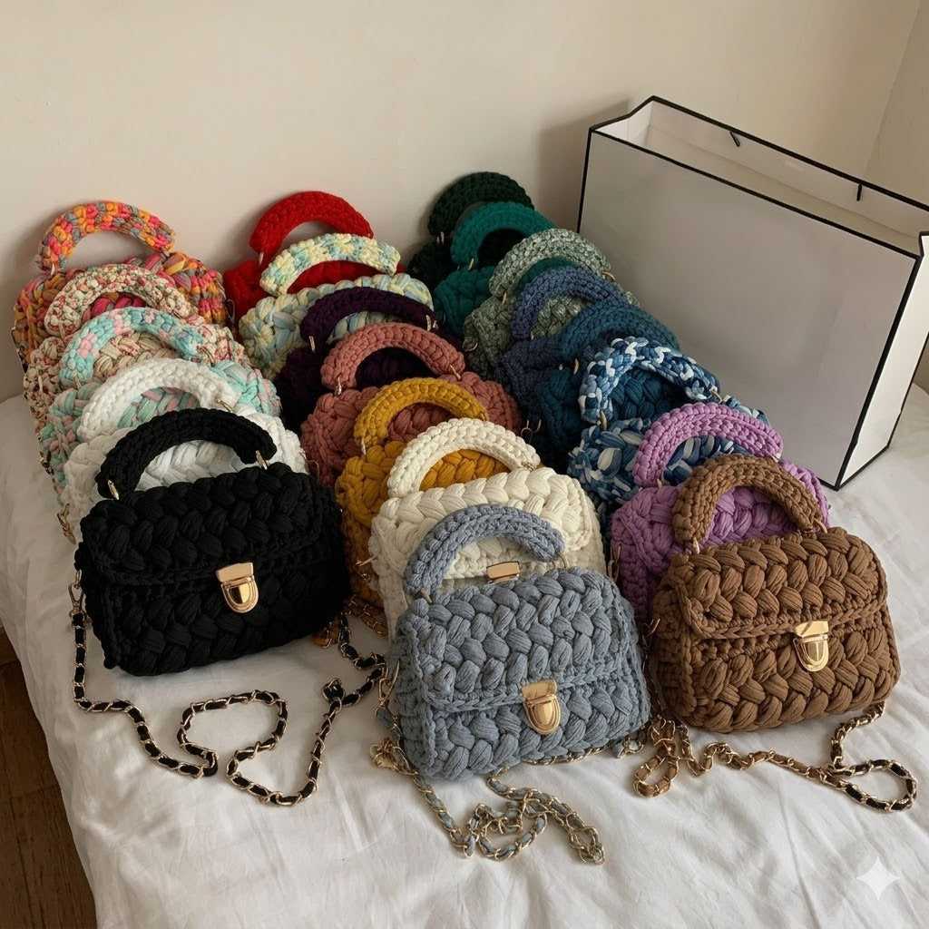 Handwoven Crochet Box Bag