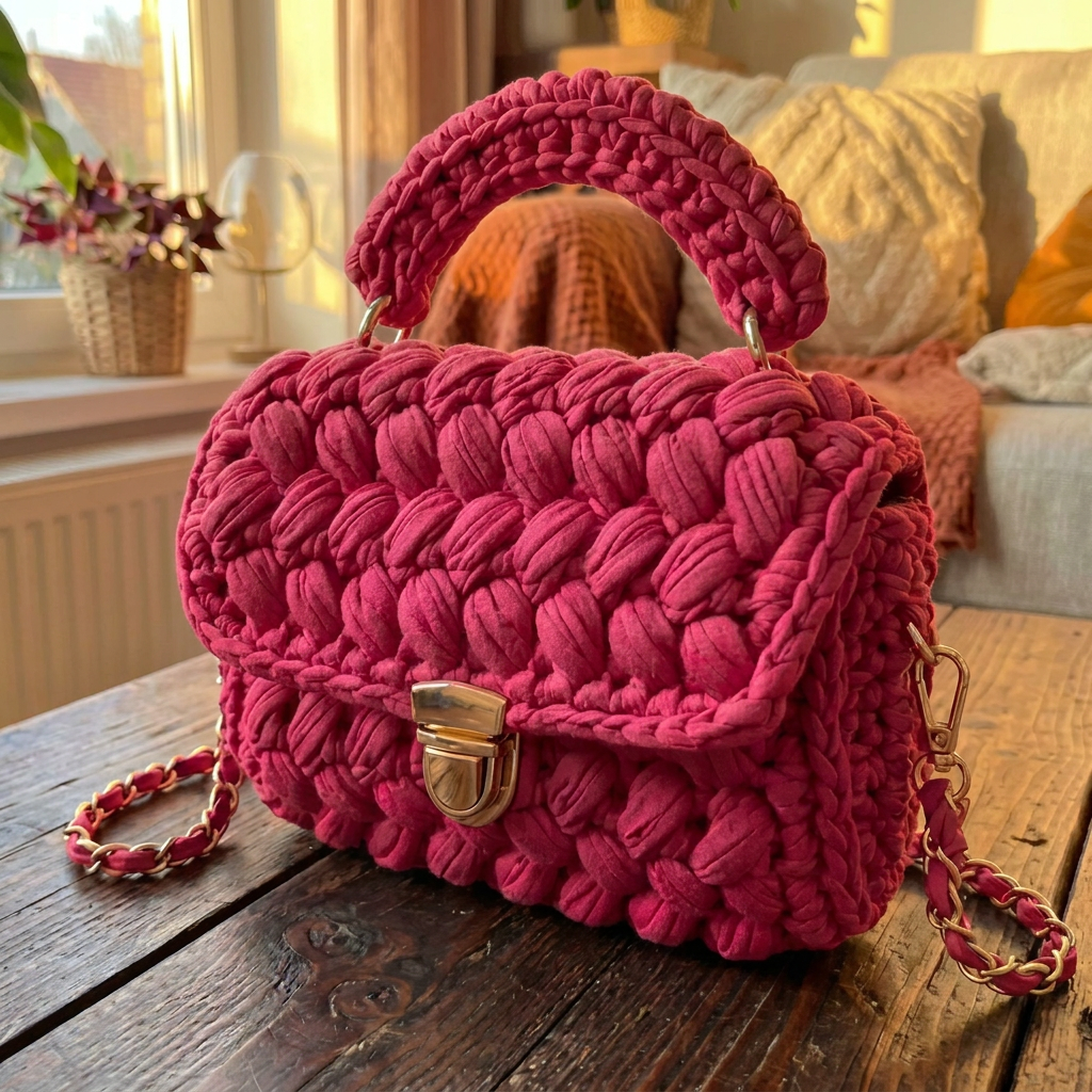 Handwoven Crochet Box Bag