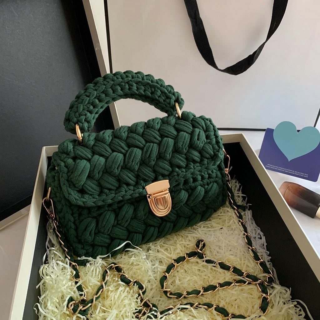 Handwoven Crochet Box Bag