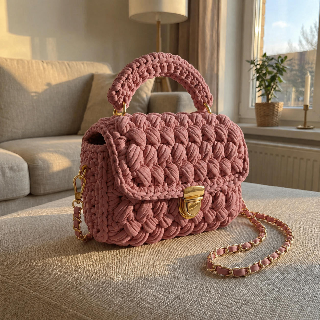 Handwoven Crochet Box Bag