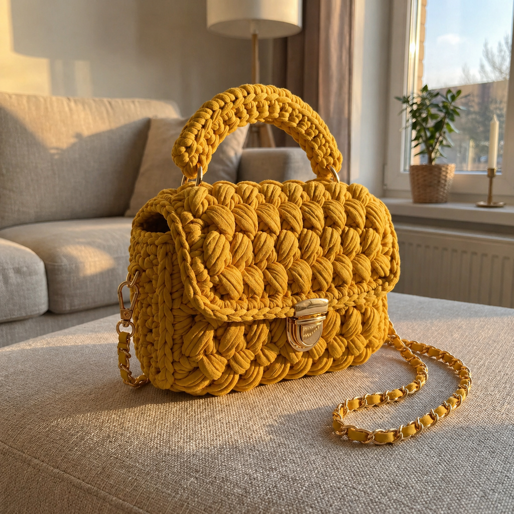 Handwoven Crochet Box Bag