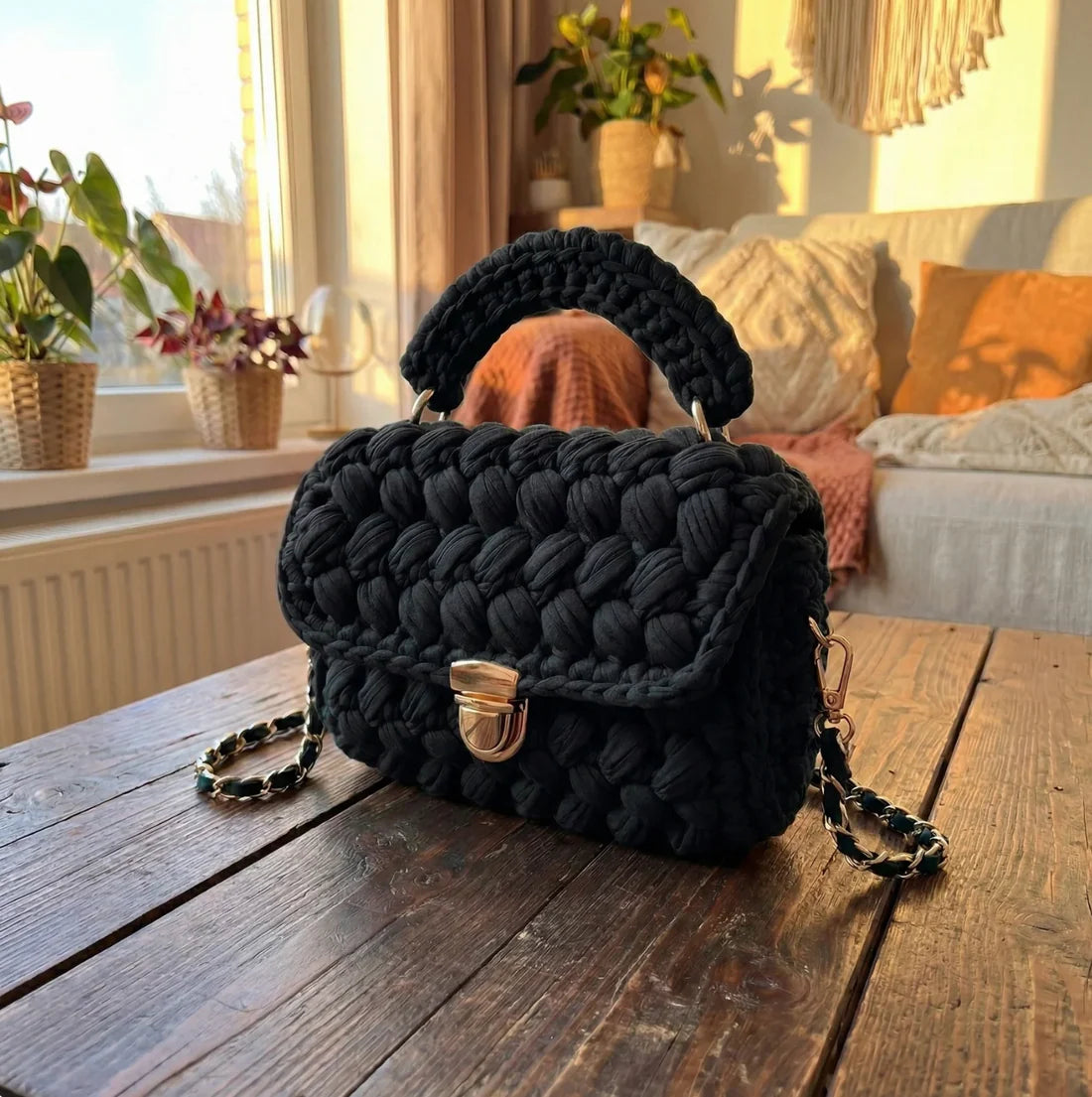 Handwoven Crochet Box Bag