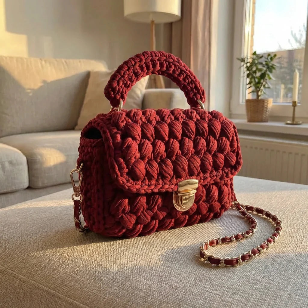 Handwoven Crochet Box Bag