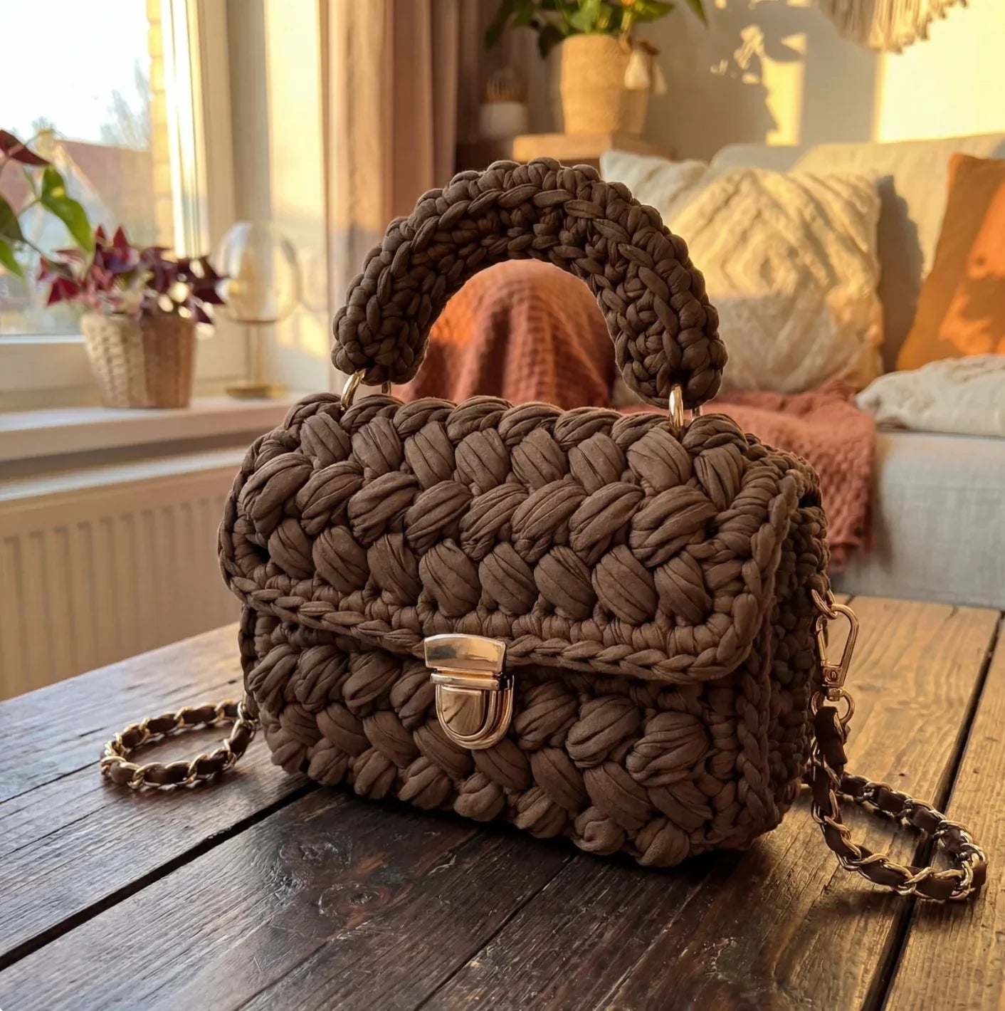 Handwoven Crochet Box Bag