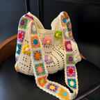 Handwoven Crochet Floral Hobo Bag